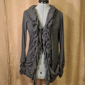 Gray ruched open very soft cardigan